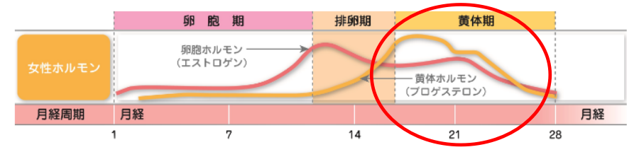 図.生理周期とホルモンの関係