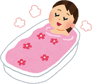浴槽に漬かっている女性のイラスト